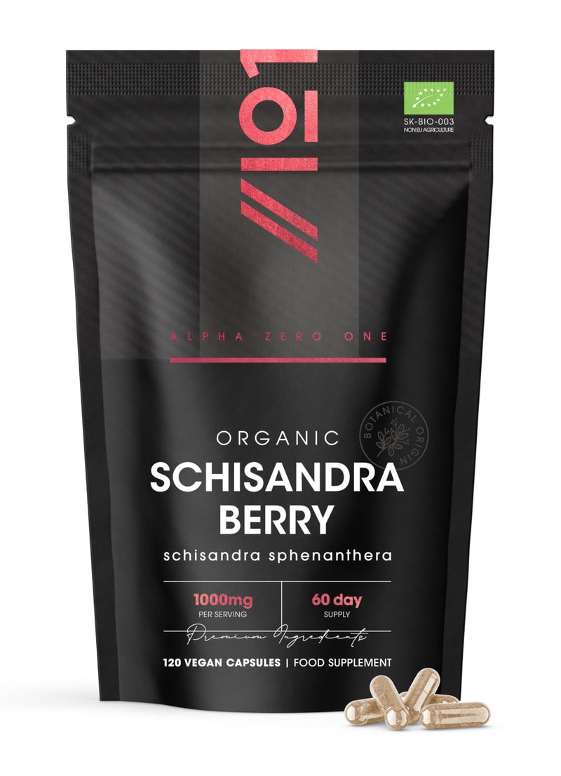 Organic Schisandra Berry 1000mg â€“ High Strength Formula - 120 Vegan Capsules â€“ Resealable and Recyclable Pouch by Alpha01